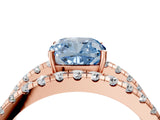 Rose gold Fancy Blue Cushion  Solitaire Split Shank Pave Diamond Ring_53