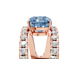 Rose gold Fancy Blue Cushion  Solitaire Split Shank Pave Diamond Ring_54