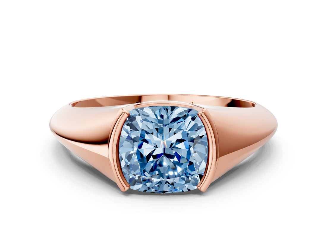 Rose gold Fancy Blue Cushion  Solitaire Tension Set Diamond Ring_20