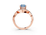 Rose gold Fancy Blue Cushion  Solitaire Twist Band Pavé Diamond Engagement Ring_35