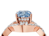 Rose gold Fancy Blue Cushion  Solitaire Twist Band Pavé Diamond Engagement Ring_36