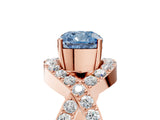 Rose gold Fancy Blue Cushion  Solitaire Twist Band Pavé Diamond Engagement Ring_37