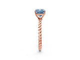 Rose gold Fancy Blue Cushion  Solitaire Twist Band Ring with Four-Prong Setting_104