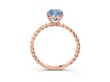 Rose gold Fancy Blue Cushion  Solitaire Twist Band Ring with Four-Prong Setting_105