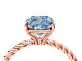 Rose gold Fancy Blue Cushion  Solitaire Twist Band Ring with Four-Prong Setting_106