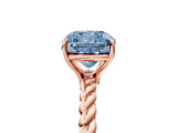 Rose gold Fancy Blue Cushion  Solitaire Twist Band Ring with Four-Prong Setting_107