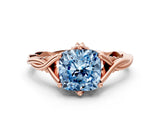 Rose gold Fancy Blue Cushion  Solitaire Twist Band Six-Prong Setting 1