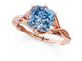Rose gold Fancy Blue Cushion  Solitaire Twist Band Six-Prong Setting 2