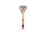 Rose gold Fancy Blue Cushion  Solitaire Twist Band Six-Prong Setting 3