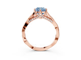 Rose gold Fancy Blue Cushion  Solitaire Twist Band Six-Prong Setting 4