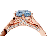 Rose gold Fancy Blue Cushion  Solitaire Twist Band Six-Prong Setting 5