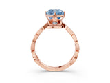 Rose gold Fancy Blue Cushion  Solitaire Twist Band with Leaf Prong Setting 3