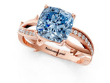 Rose gold Fancy Blue Cushion  Solitaire Twist Band with Pavé Accents and Four-Prong Setting_22