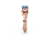 Rose gold Fancy Blue Cushion  Solitaire Twist Band with Pavé Accents and Four-Prong Setting_23