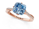 Rose gold Fancy Blue Cushion  Solitaire Twist Band with Pavé Diamonds and Four-Prong Setting_55