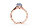 Rose gold Fancy Blue Cushion  Solitaire Twist Band with Pavé Diamonds and Four-Prong Setting_57