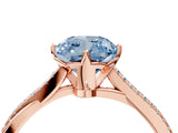 Rose gold Fancy Blue Cushion  Solitaire Twist Band with Pavé Diamonds and Four-Prong Setting_58