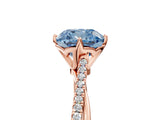 Rose gold Fancy Blue Cushion  Solitaire Twist Band with Pavé Diamonds and Four-Prong Setting_59