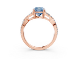 Rose gold Fancy Blue Cushion  Solitaire Twist Band with Pavé Setting and Four-Prong Setting_20