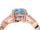Rose gold Fancy Blue Cushion  Solitaire Twist Band with Pavé Setting and Four-Prong Setting_21
