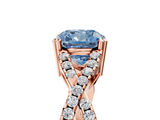 Rose gold Fancy Blue Cushion  Solitaire Twist Band with Pavé Setting and Four-Prong Setting_22