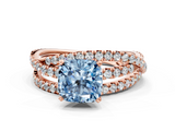 Rose gold Fancy Blue Cushion  Solitaire Twist Band with Pavé Setting and Four-Prong Setting_81