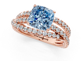 Rose gold Fancy Blue Cushion  Solitaire Twist Band with Pavé Setting and Four-Prong Setting_82