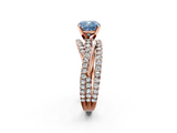 Rose gold Fancy Blue Cushion  Solitaire Twist Band with Pavé Setting and Four-Prong Setting_83