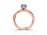 Rose gold Fancy Blue Cushion  Solitaire Twist Band with Pavé Setting and Four-Prong Setting_84