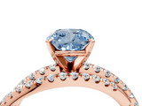 Rose gold Fancy Blue Cushion  Solitaire Twist Band with Pavé Setting and Four-Prong Setting_85
