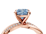 Rose gold Fancy Blue Cushion  Solitaire Twist Band with Pave Prong Setting_75