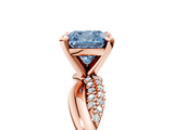 Rose gold Fancy Blue Cushion  Solitaire Twist Band with Pave Prong Setting_76