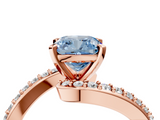 Rose gold Fancy Blue Cushion  Solitaire Twist Band with Pave Set Diamonds and Four-Prong Setting_118