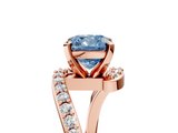 Rose gold Fancy Blue Cushion  Solitaire Twist Band with Pave Set Diamonds and Four-Prong Setting_119