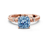 Rose gold Fancy Blue Cushion  Solitaire Twisted Band Prong Set Engagement Ring_60