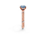 Rose gold Fancy Blue Cushion  Solitaire Twisted Band Prong Set Engagement Ring_62