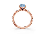 Rose gold Fancy Blue Cushion  Solitaire Twisted Band Prong Set Engagement Ring_63