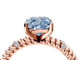 Rose gold Fancy Blue Cushion  Solitaire Twisted Band Prong Set Engagement Ring_64