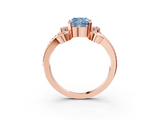 Rose gold Fancy Blue Cushion  Solitaire Twisted Band Scroll Prong Ring_6