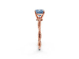 Rose gold Fancy Blue Cushion  Solitaire Twisted Band with Bead Prong Setting_280