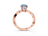 Rose gold Fancy Blue Cushion  Solitaire Twisted Band with Bead Prong Setting_281