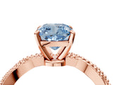 Rose gold Fancy Blue Cushion  Solitaire Twisted Band with Bead Prong Setting_282