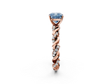 Rose gold Fancy Blue Cushion  Solitaire Twisted Band with Pavé Accents and Four-Prong Setting_5