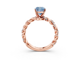 Rose gold Fancy Blue Cushion  Solitaire Twisted Band with Pavé Accents and Four-Prong Setting_6