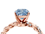 Rose gold Fancy Blue Cushion  Solitaire Twisted Band with Pavé Accents and Four-Prong Setting_7