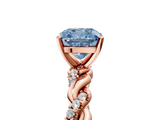 Rose gold Fancy Blue Cushion  Solitaire Twisted Band with Pavé Accents and Four-Prong Setting_8