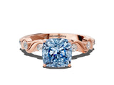 Rose gold Fancy Blue Cushion  Solitaire Twisted Band with Prong Setting 1
