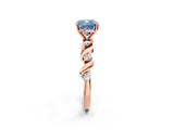 Rose gold Fancy Blue Cushion  Solitaire Twisted Band with Prong Setting 2