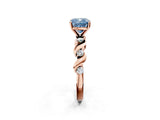 Rose gold Fancy Blue Cushion  Solitaire Twisted Band with Prong Setting 3