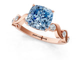 Rose gold Fancy Blue Cushion  Solitaire Twisted Band with Prong Setting 4